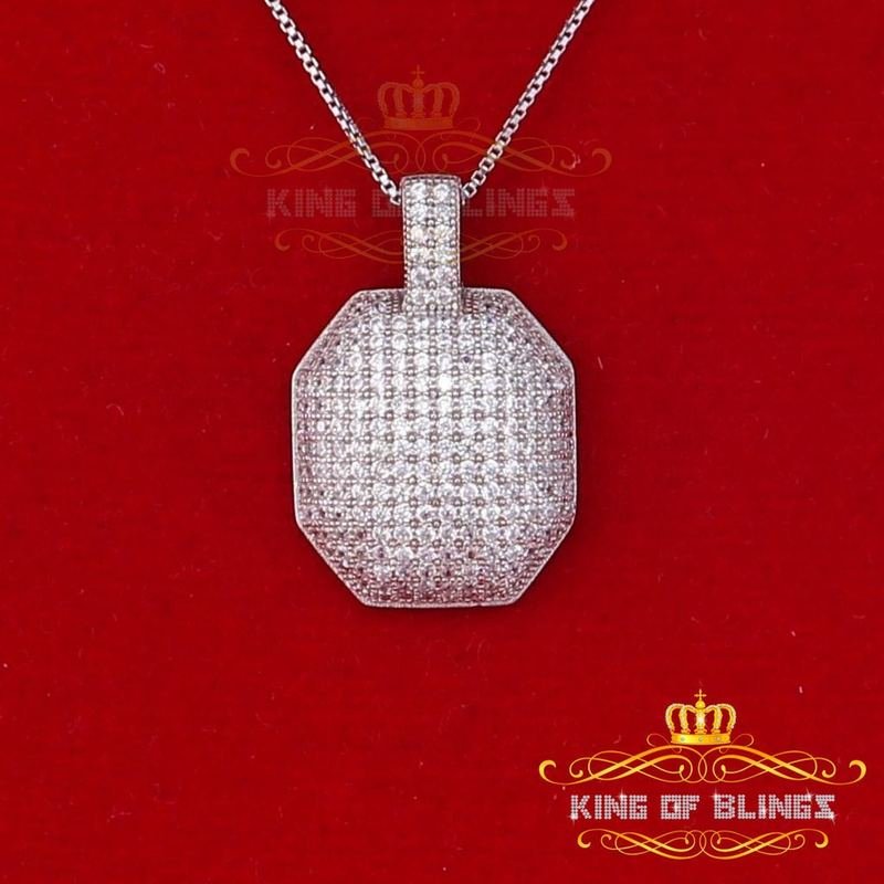 10K White Gold Finish Fashion Silver Pendant with Lab Created Diamonds