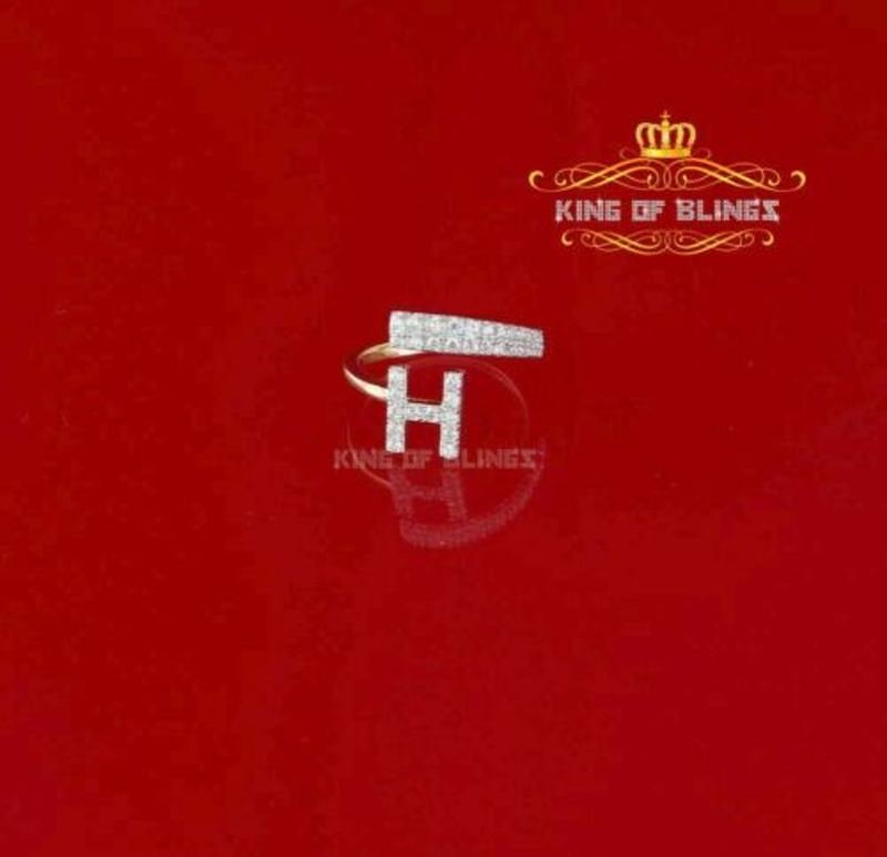 10K Yellow Gold Finish Alphabets Silver Rings With Lab Created Diamonds