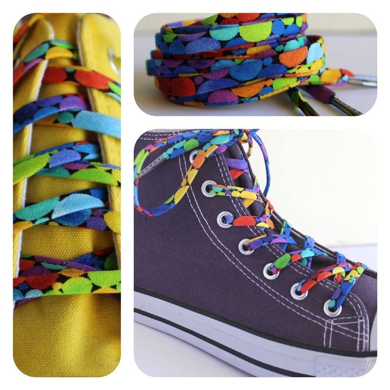 Bright Rainbow Dots Shoelaces