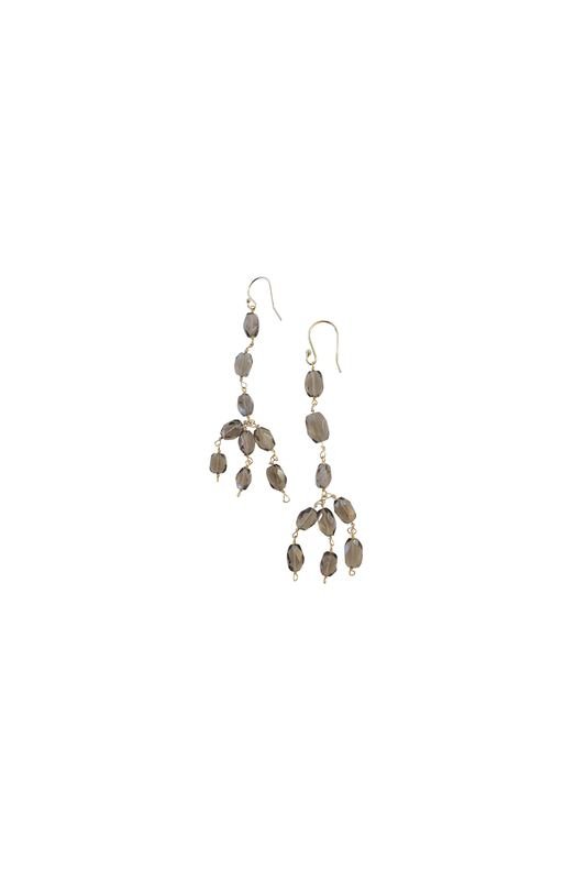 Smoky Quartz 3 Tier Drop Earrings