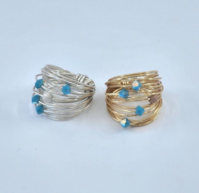Marcia Wire Wrap Ring with Swarovski Crystals