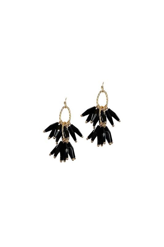 Black Stone Multi Gold Facet Dangle Earring