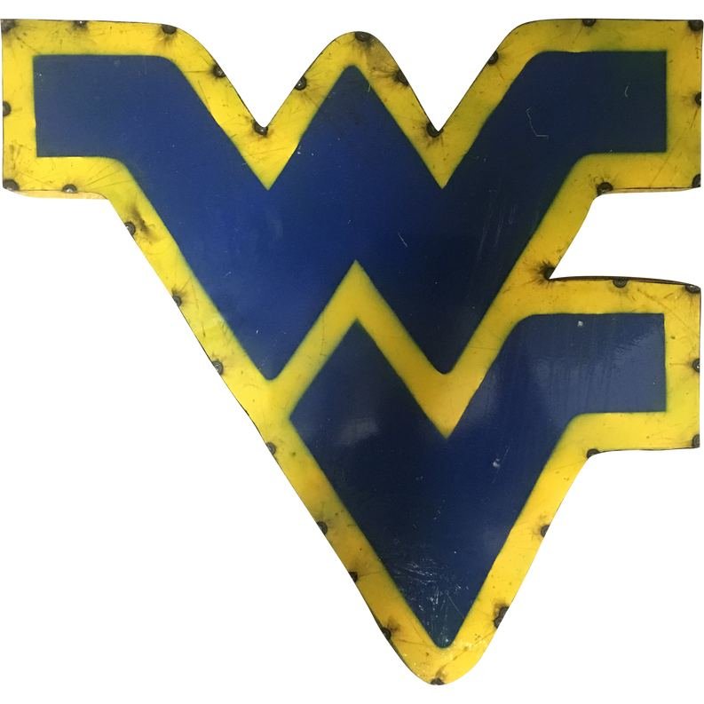 West Virginia "WV" Logo Recycled Metal Wall Decor