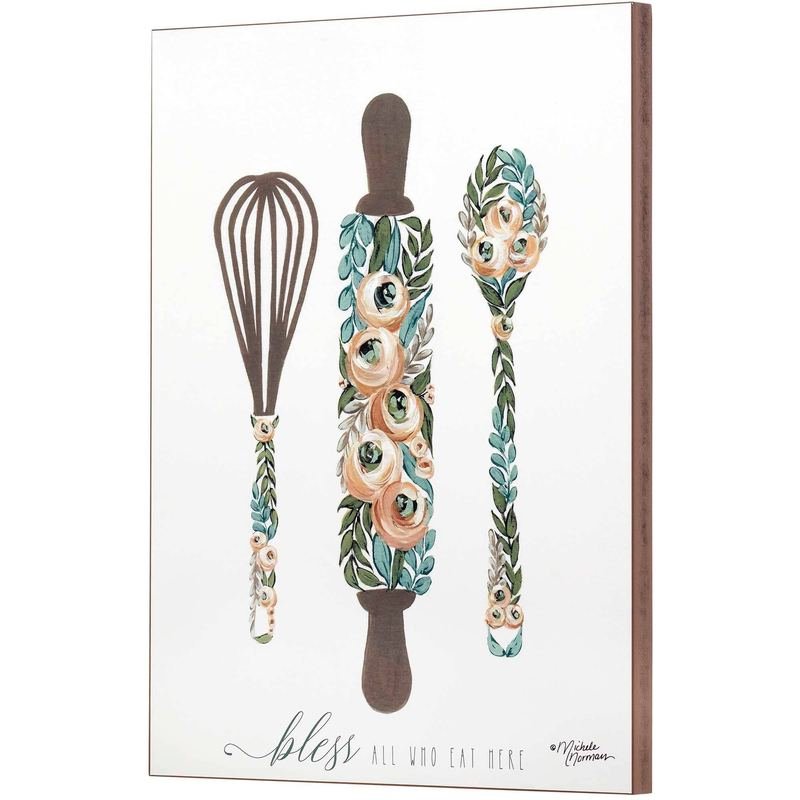 Floral Baking Tools Bless Wall Plaque