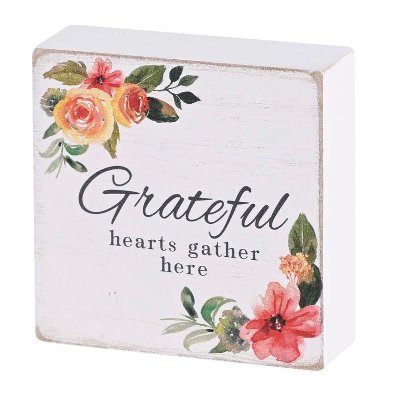 Tabletop Plaque Grateful Hearts 3x3