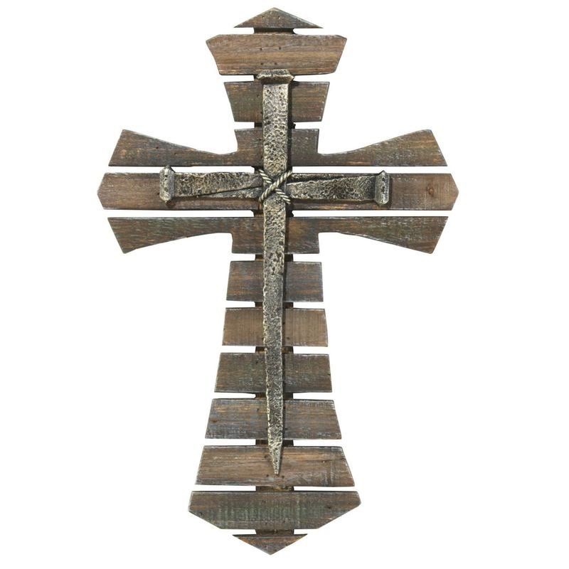 Wood Wall Cross Nails Resin
