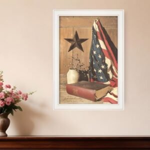 God and Country 4 White Framed Print Wall Art