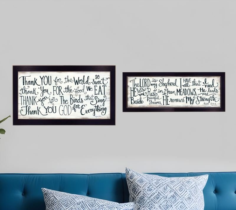 Set Of Two Thank You Lord 2 Black Framed Print Wall Art