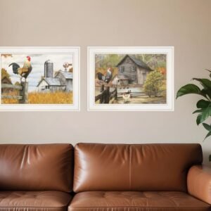 Set Of Two Down on the Farm 1 White Framed Print Wall Art