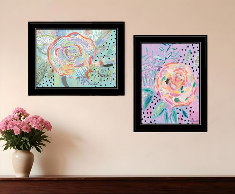 Set Of Two Bloom for Yourself 2 Black Framed Print Wall Art