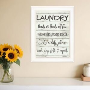 Laundry 1 White Framed Print Bathroom Wall Art
