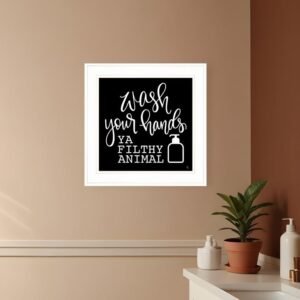 Wash Your Hands 1 White Framed Print Bathroom Wall Art