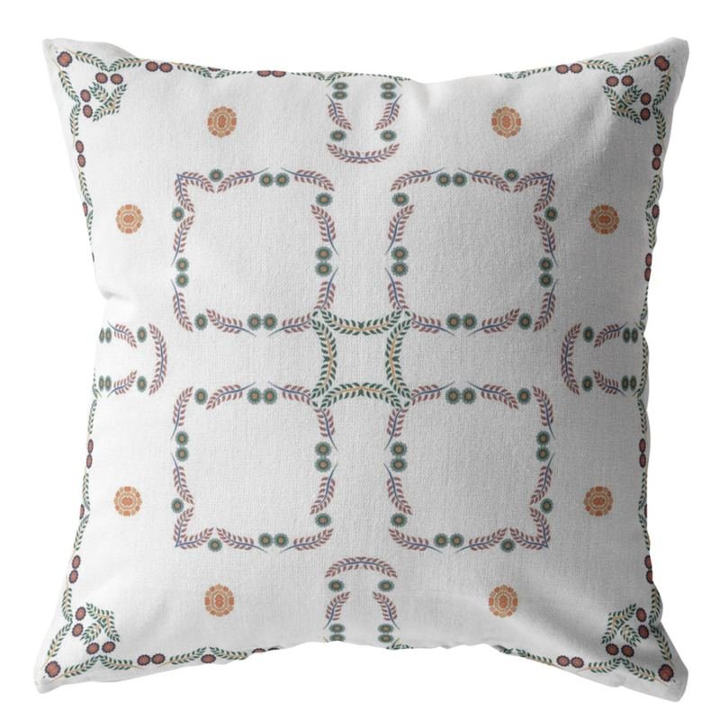 18 White Floral Suede Zippered Throw Pillow