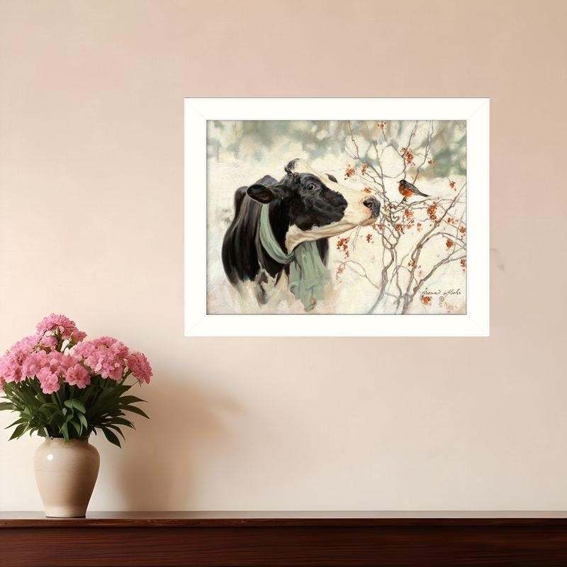 The Winter Robin 2 White Framed Print Wall Art