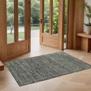3' X 5' Blue Green Oriental Power Loom Area Rug