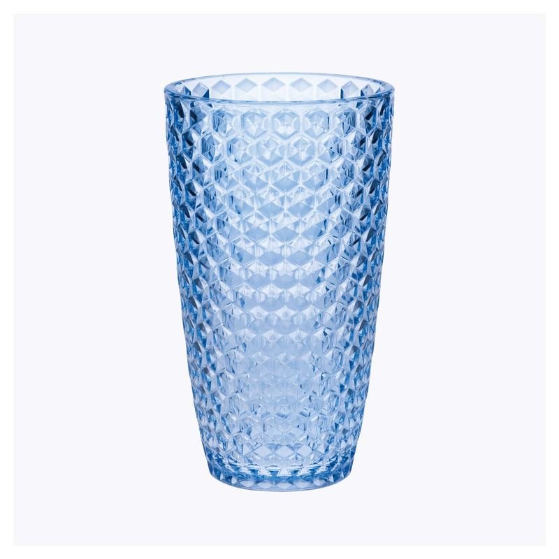 Set of Four Blue Geometric Acrylic Stemless Highball Glass