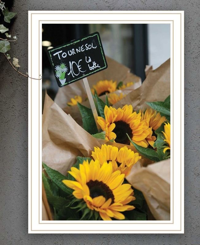 Sunflower Bouquet White Framed Print Wall Art