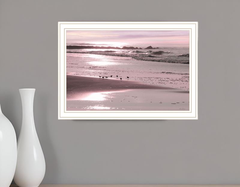 Breakfast On The Beach White Framed Print Wall Art