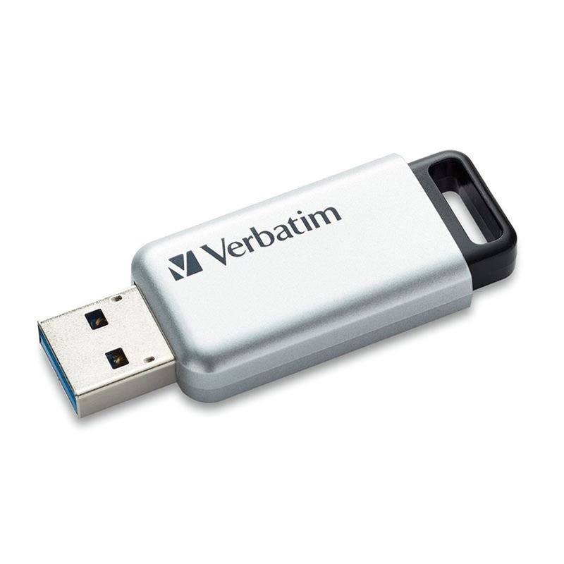 Verbatim Store 'n' Go Secure Pro USB 3.0 128GB 70057, AES 256GB Hardware Encryption, Silver