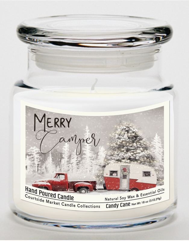 Courtside Market Merry Camper Candle Glass Jar with Glass Lid