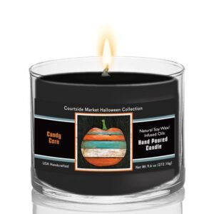 Courtside Market Striped Pumpkin Soy Wax Candle in Glass Jar