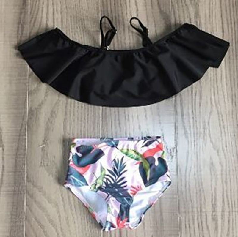AL Limited Girls 2 piece Black Ruffle Bikini bathing suit