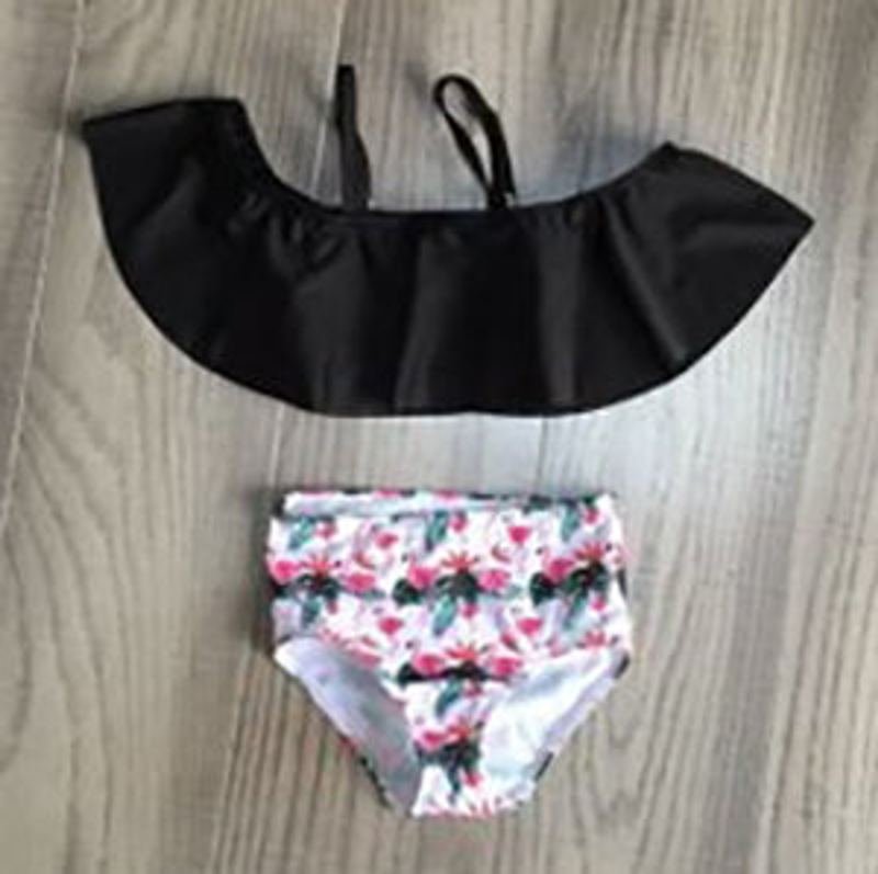 AL Limited Girls 2 piece Black Ruffle Bikini bathing suit