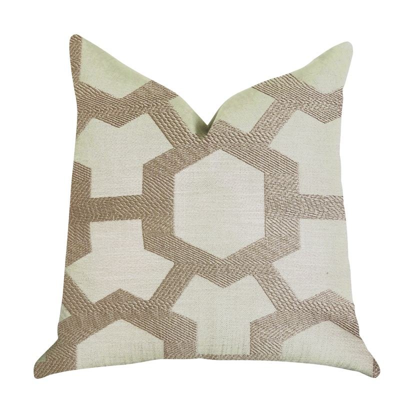 Plutus Linked Charisma Luxury Throw Pillow in Beige and Brown Tones