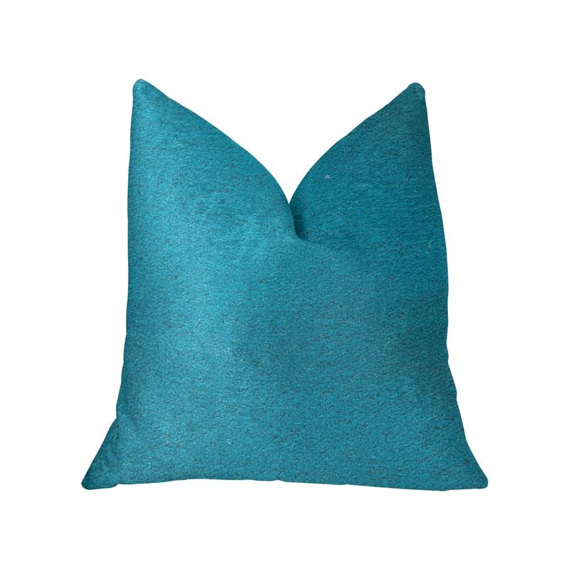 Plutus Aquamarine Velvet Turquoise Luxury Throw Pillow