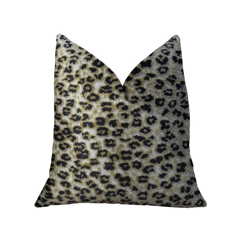 Plutus Wild Cheetah Taupe and Black Handmade Luxury Pillow