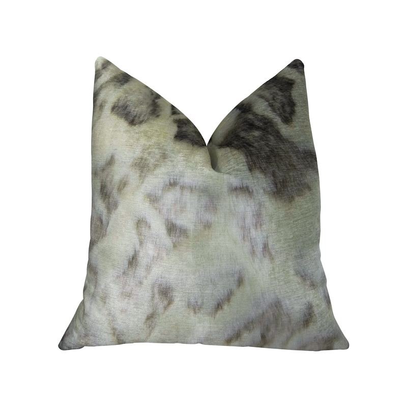 Plutus Cuddly Ivory Rabbit Fur Ivory Gray Handmade Luxury Pillow