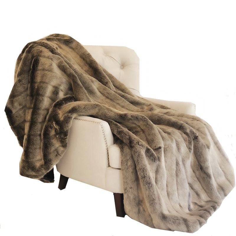 Plutus Frost Mink Dark Brown Faux Fur Luxury Throw