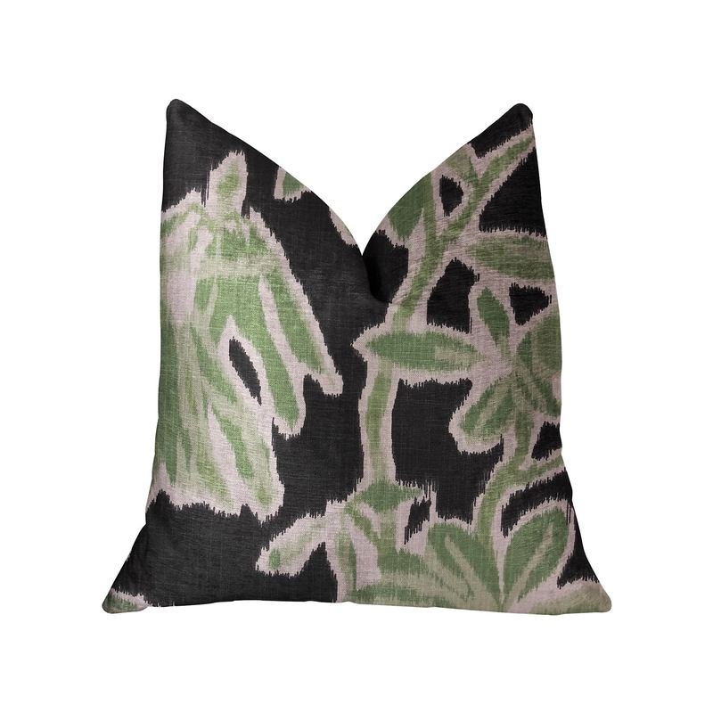 Plutus Grass Swallow Green and Black and Beige Luxury Throw Pillow