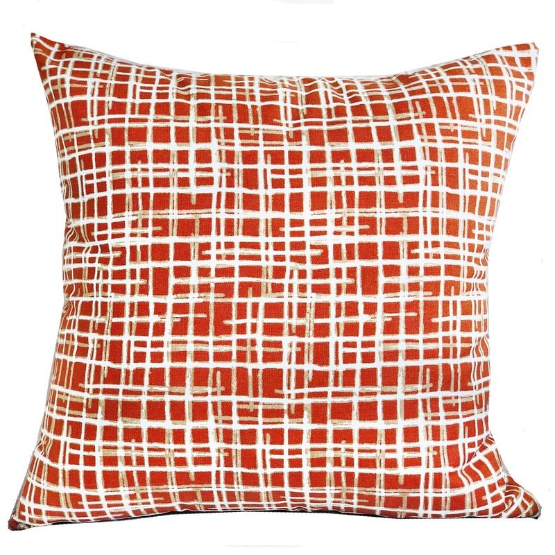 Plutus Spiced Fields  Orange and Beige Luxury Throw Pillow