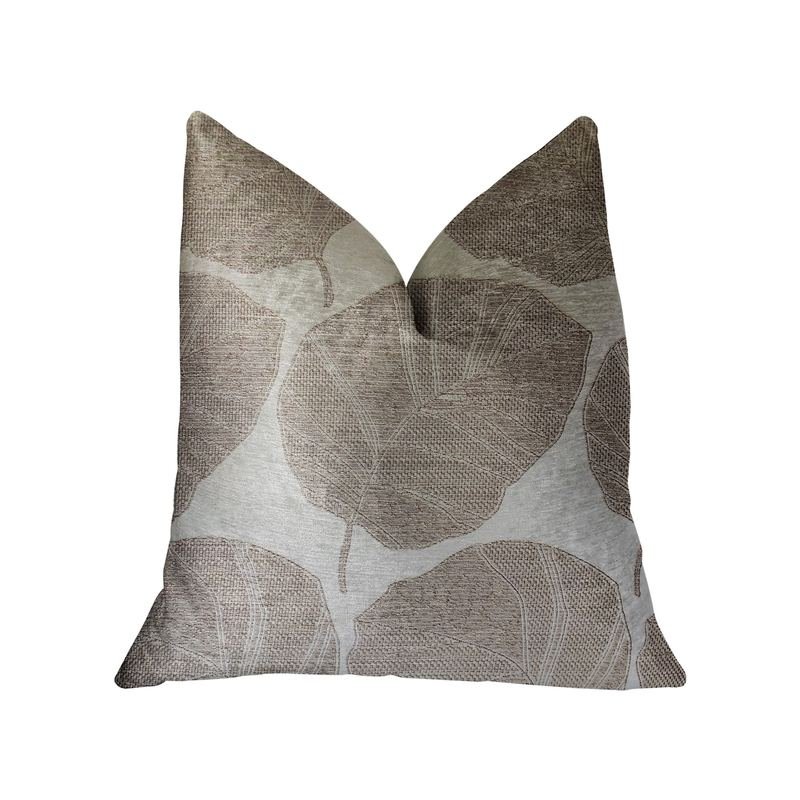 Plutus Pleasant Leaves Gray Luxury Throw Pillow