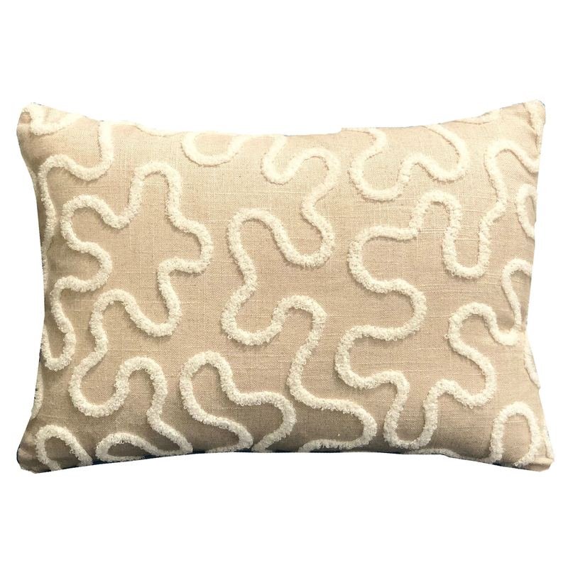 Plutus Chandra Taal Beige Geometric Luxury Throw Pillow