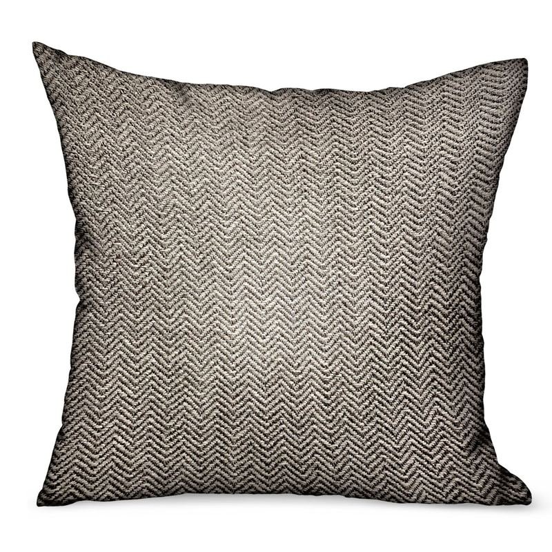 Plutus Jagged Ash Gray Chevron Luxury Outdoor/Indoor Throw Pillow
