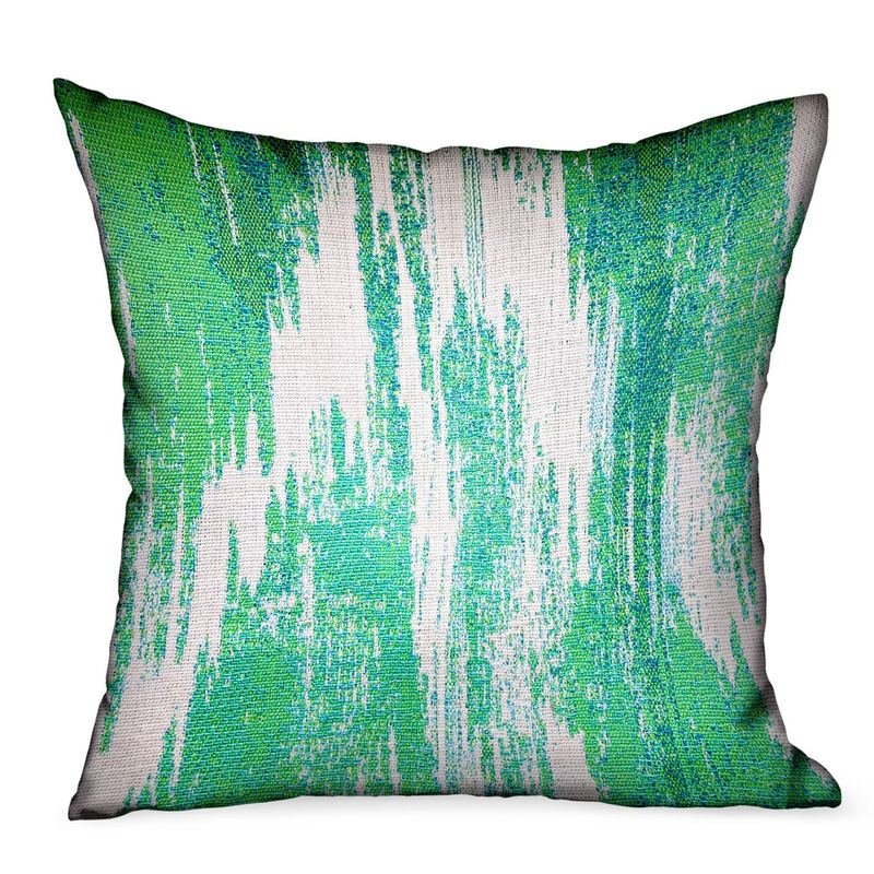 Plutus Green Avalanche Green Ikat Luxury Outdoor/Indoor Throw Pillow
