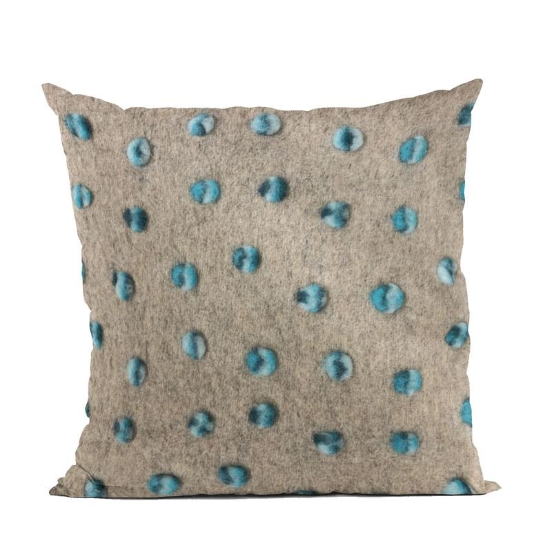 Plutus Blue Wool Dot Luxury Throw Pillow