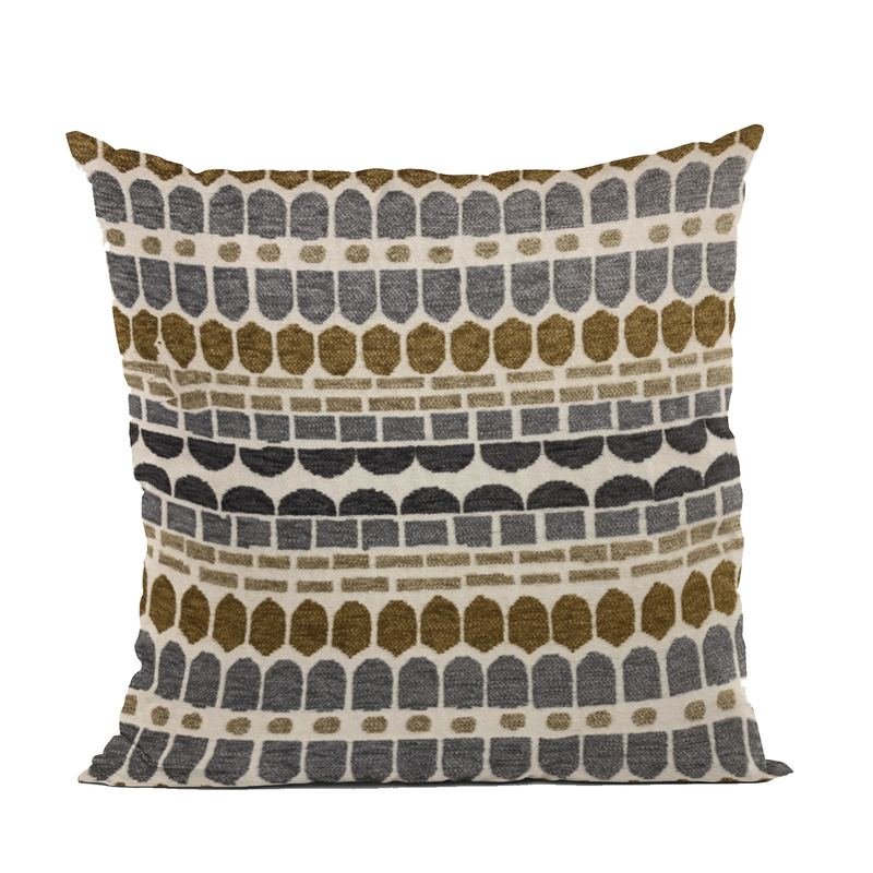 Plutus Green, Gray Harmony Border Luxury Throw Pillow