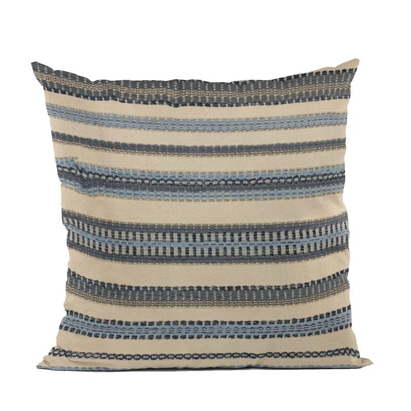 Plutus Blue, Beige Lanes Stripe Luxury Throw Pillow