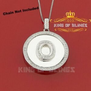 10K White Gold Finish 0.25CT Diamond Silver Men's and Women's Initial Pendant