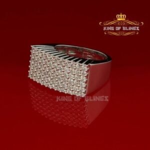 10K White Gold Finish in Silver CZ Men's Adjustable Ring Size from 10 to 12