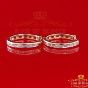 10K Yellow Gold Finish Real Diamond 0.25CT Men's/Women's Hoop Silver Earrings