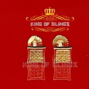 10K Yellow Gold Finish With Real Yellow Diamonds 0.05CT Silver Stud Earrings