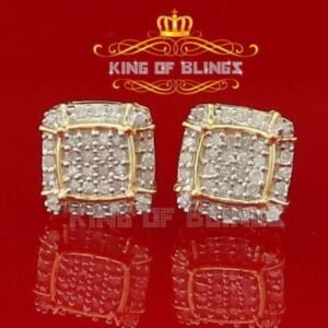 10K Yellow Gold Finish Silver Real Diamond 0.25CT Men's and Women's Stud Earrings