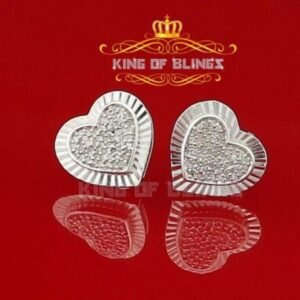 Micro pave Earrings for Women Real Diamonds CT Silver Heart Stud Earrings