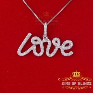 10K White Gold Finish with Real Diamond Silver Pendant