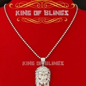 10K White Gold Finish Silver Faith Pendant with Lab Created Diamonds