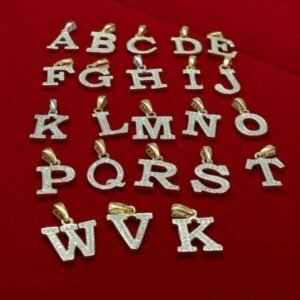 10k White Gold Finish Alphabet With Lab Created Diamonds Silver Pendant